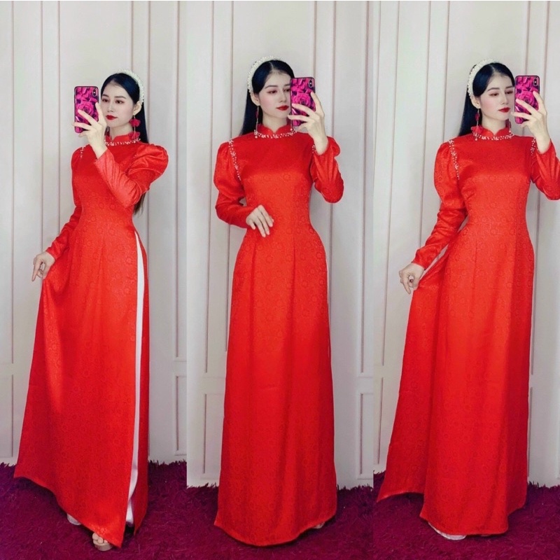 ÁO DÀI CƯỚI FULL SIZE S/M/L/XL ( ảnh tự chụp 100%)