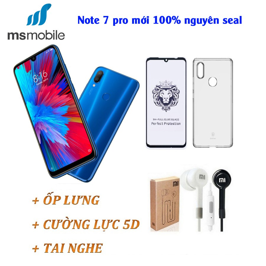 [Mã ELMTG giảm 4% đơn 2Tr] ĐIỆN THOẠI XIAOMI REDMI NOTE 7 PRO 6GB/128GB - MỚI NGUYÊN SEAL + CƯỜNG LỰC +TAI NGHE