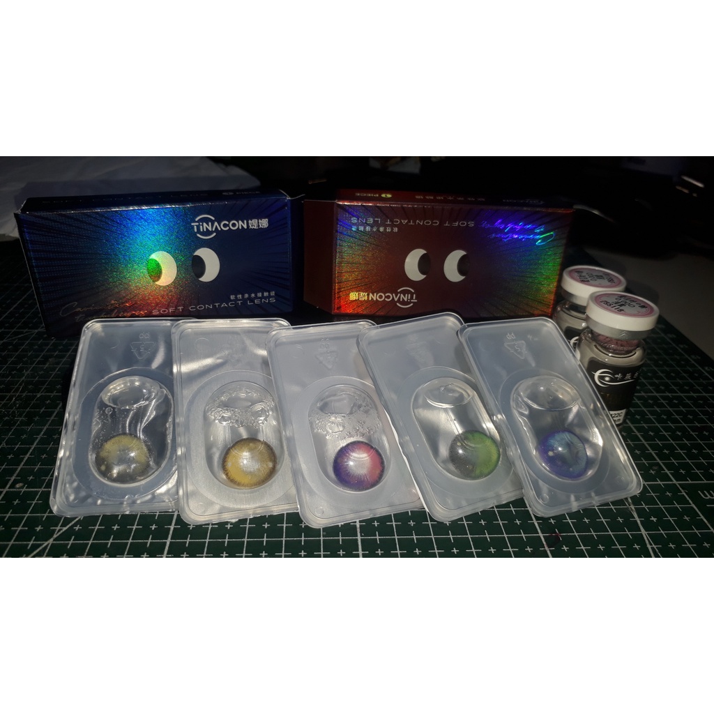 Kính áp tròng teen lens cosplay xanh dương xanh lá tím hồng vàng cam nâu xám girl tears