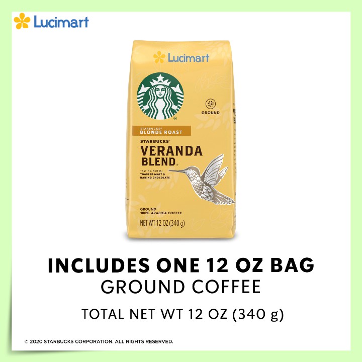 Cà phê Starbucks rang xay sẵn 100% Arabica Coffee Blonde 340g [Hàng Mỹ]