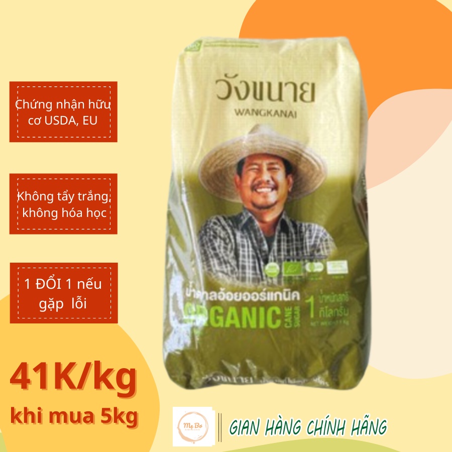 Đường organic Thái Lan WANGKANAI, Đường mía thô hữu cơ 1KG Organic-Sugar-USDA-EU-JAS