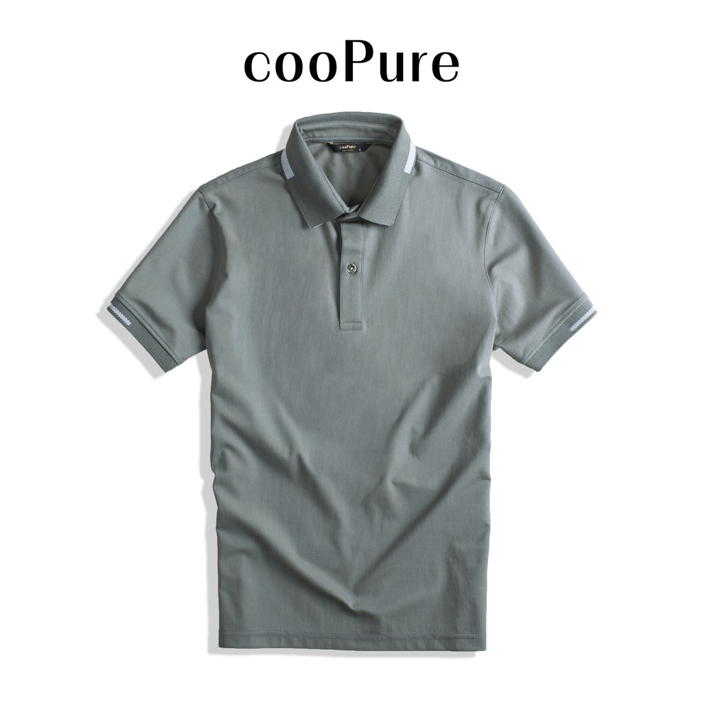 Áo thun polo nam cooPure màu ghi rêu, chất vải Bamboo, thiết kế cổ dệt extra cool NO.1646 (6 màu)