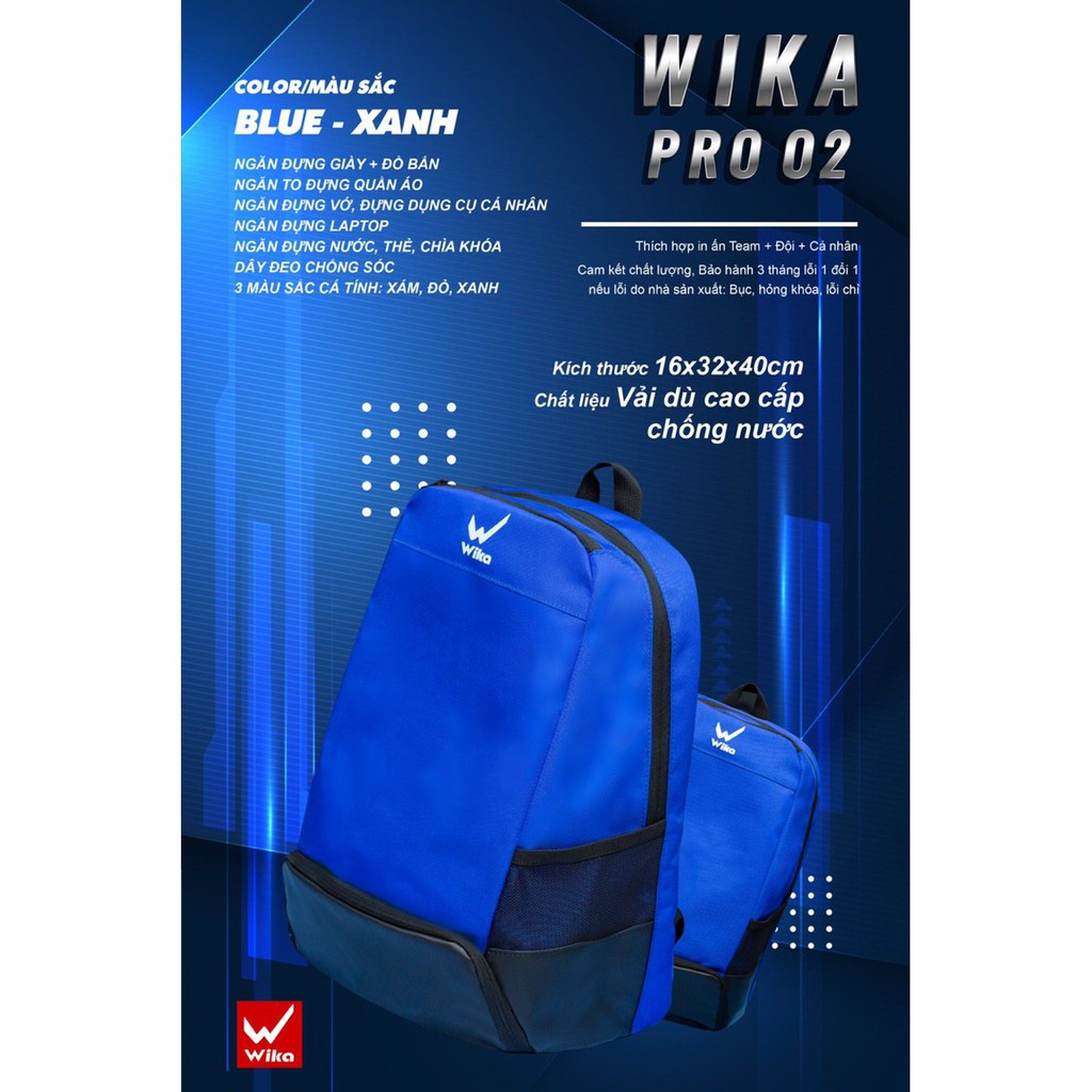 ( HÀNG CHÍNH HÃNG ) Balo Đá Bóng Wika Pro 2 - 3 màu