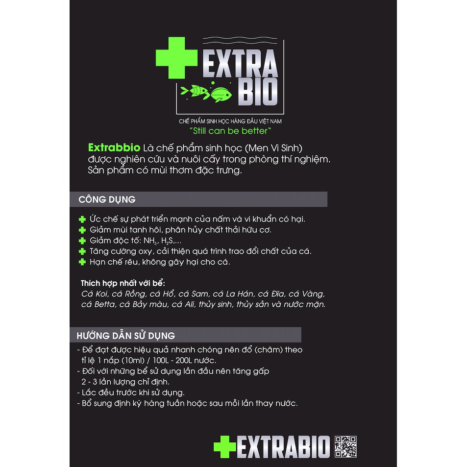 Vi Sinh Làm Trong Nước Bể Cá Extra Bio chai dung tích 250ml, 500ml và 1L