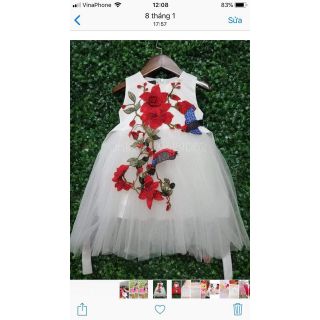 Váy bé gái hoa đỏ , trắng , vàng , hồng 12kg-18kg