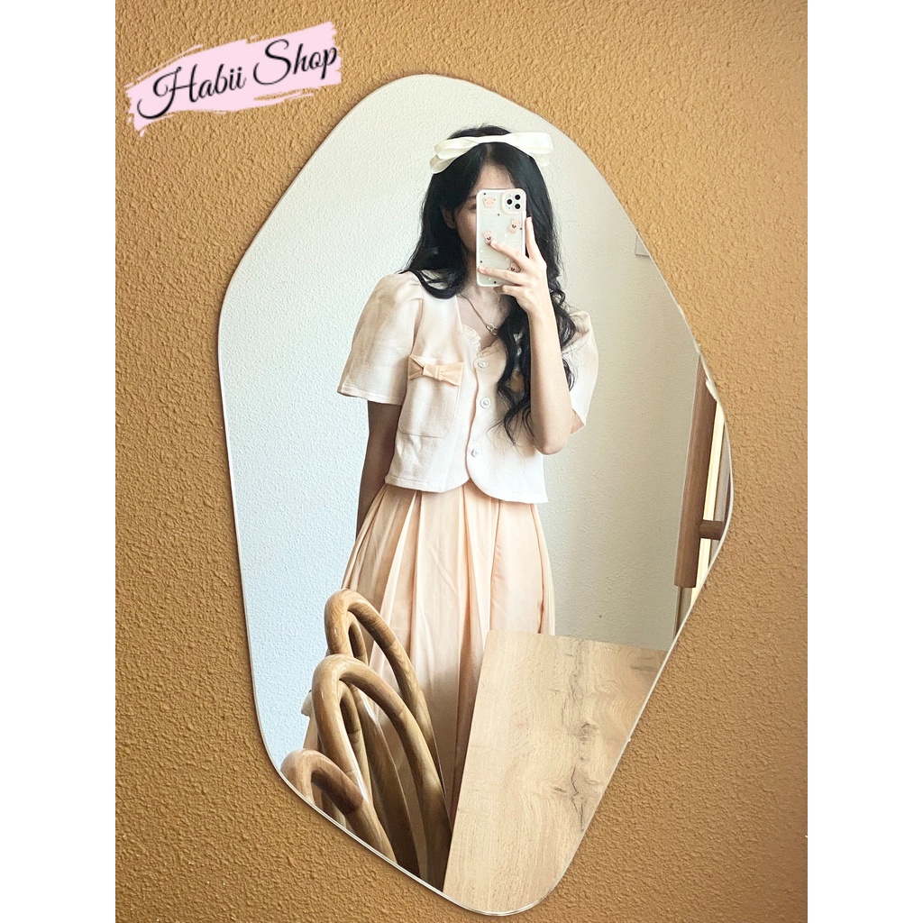 Set đồ nữ sang chảnh áo tiểu thư tay bồng chân váy xếp ly dài công sở  - Set tiểu thư ulzzang HABII SE12