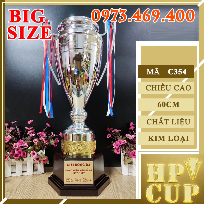 Cúp Bóng Đá Lưu Niệm Thể Thao To Lớn Cup Pha Lê Huy Chương Vàng Cờ Lưu Niệm BIG SIZE BZ
