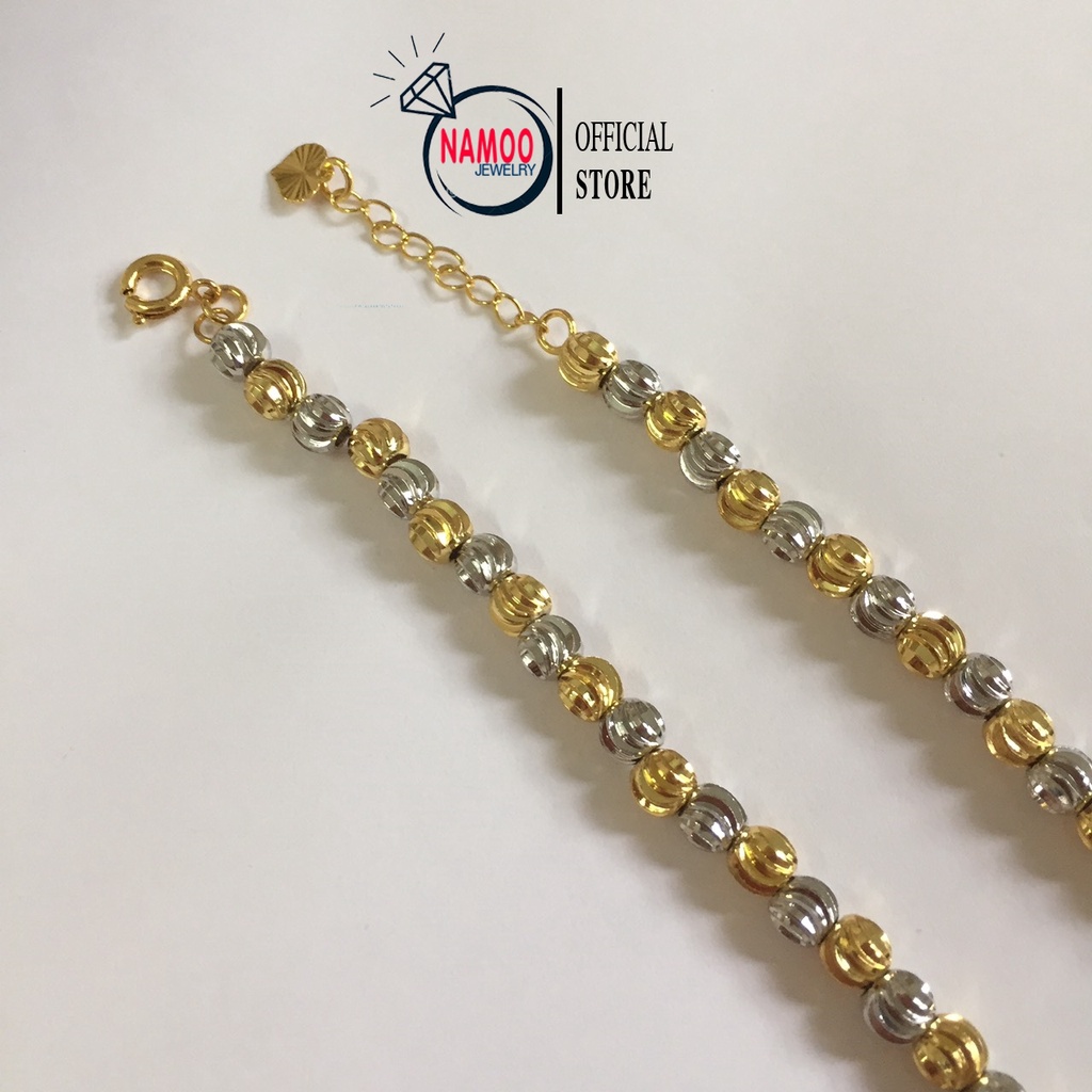 Lắc Tay Vàng Mạ 24k Nữ, Lắc Tay Bi 2 Màu L129 Namo Jewelry