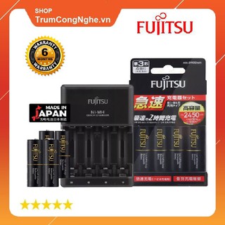 Bộ Sạc Pin Fujitsu FCT344 Tích Hợp Sạc Nhanh Kèm 4 Viên Pin AA 2450mAh