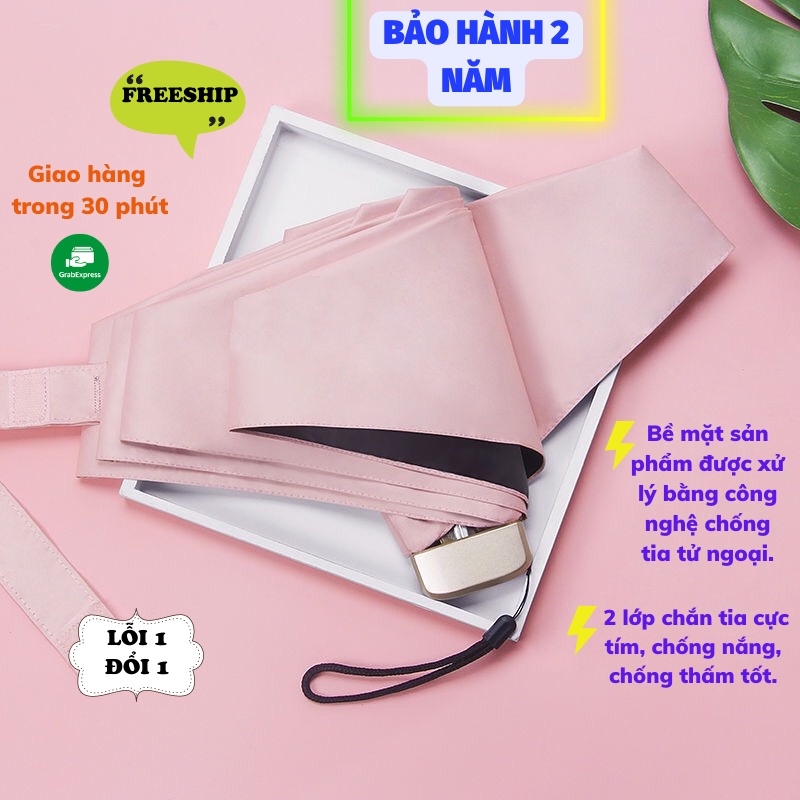 Ô Che Mưa Dù Gấp Gọn Mini Chất Vải Chống Nhăn Chống Tia UV Dù Che Mưa Asaki