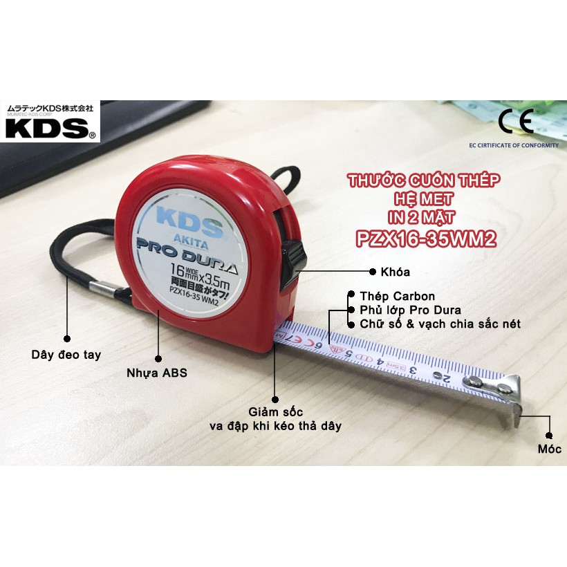 Thước cuộn thép 3.5m KDS PZX16-35W