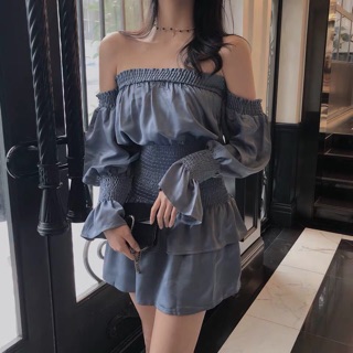 Đầm trễ vai bó eo(ảnh thật cuối)hàng chất đẹp