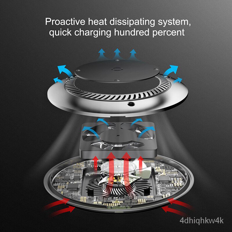 Đế sạc nhanh không dây tích hợp quạt hút tản nhiệt Baseus Whirlwind Desktop cho Apple iPhone/ Samsung (Qi Wireless Quick