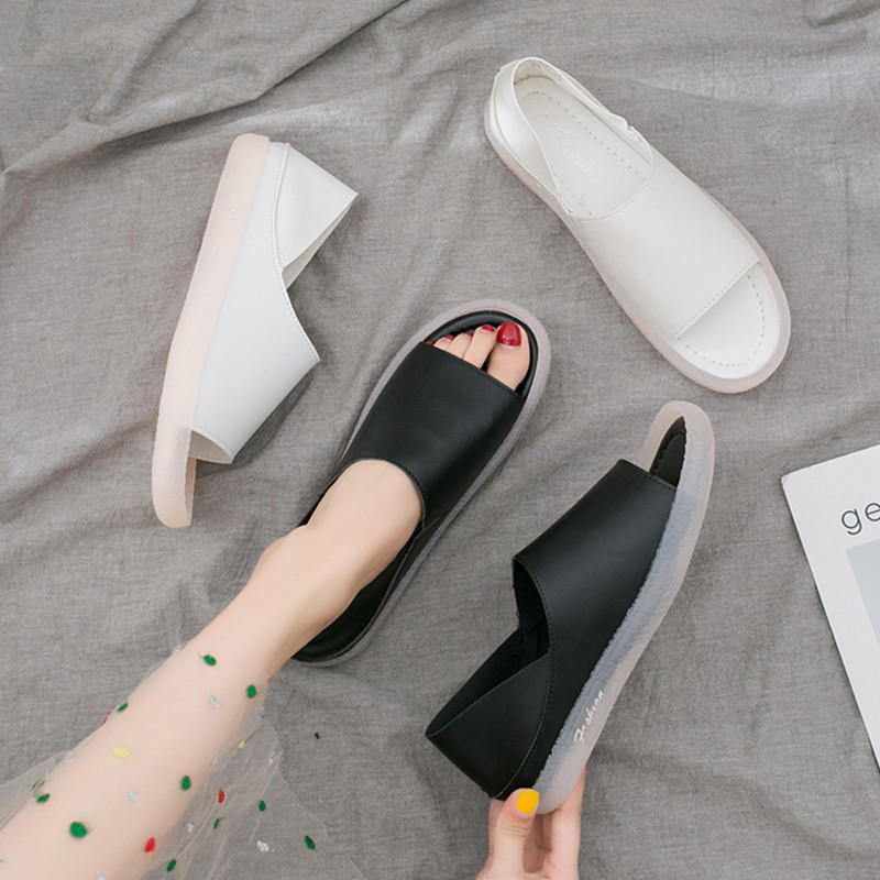 Giày Sandal Đế Bằng Hở Ngón Chống Trượt Cho Bà Bầu
