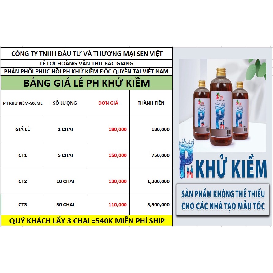 RON - PH Khử kiềm cho nhuộm, sấy uốn,hấp tóc