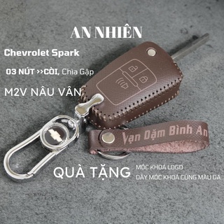 Bao da bọc ốp chìa khoá xe ô tô chevrolet spark 2012 2016 chìa gập 3 nút còi chev2c