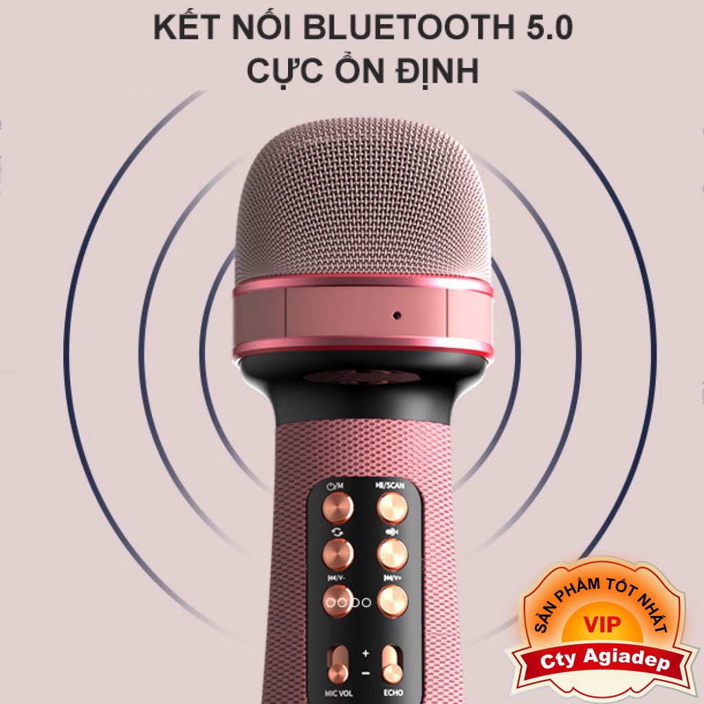 Mic Karaoke Kiêm Loa Bluetooth WS-898, Micro không dây hát karaoke mini cầm tay Nâng giọng cực chất, Loa hát karaoke AGD