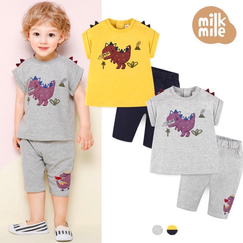 Bộ MilkMile xuất Hàn dư xịn hoạ tiết Khủng Long cho bé