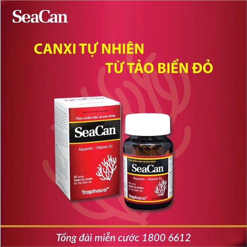 Seacan - bổ sung calci tự nhiên từ tảo biển đỏ - lọ 60 viên