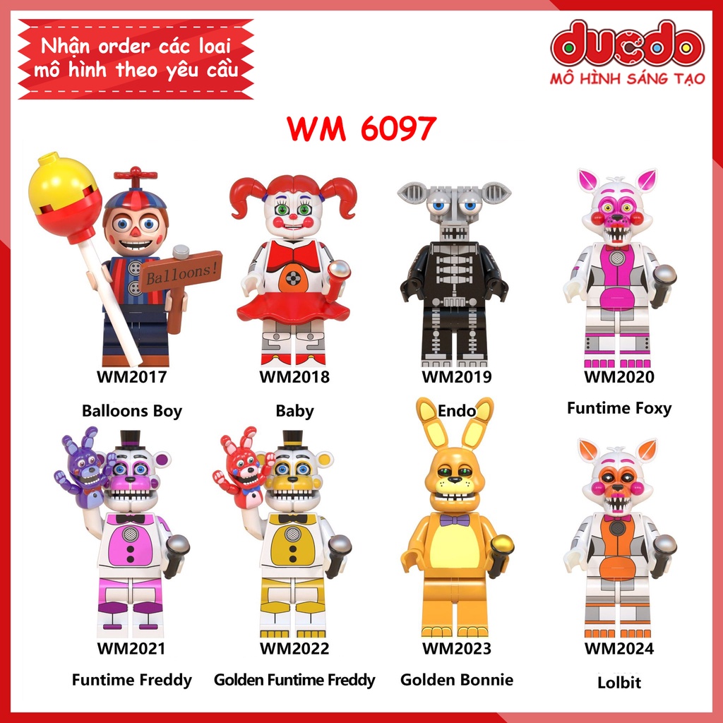 Minifigures các nhân vật trong game Five Nights at Freddy's - Đồ Chơi Lắp Ghép Xếp Hình Mini Mô hình WM WM6097