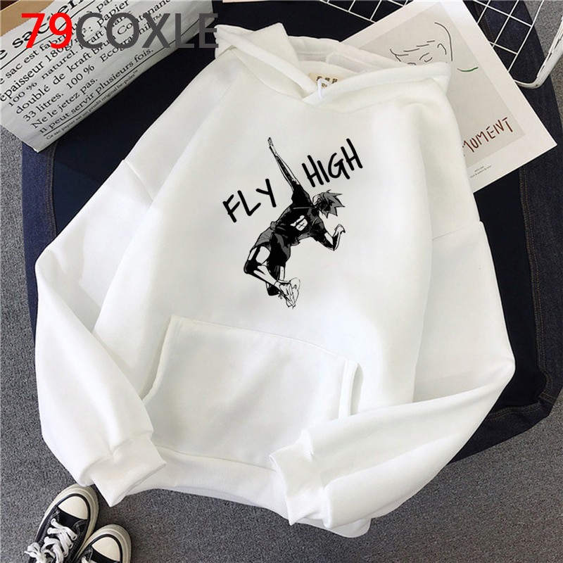 Mẫu áo Hoodie Hoạt Hình Haikyuu màu trắng nỉ dày dặn