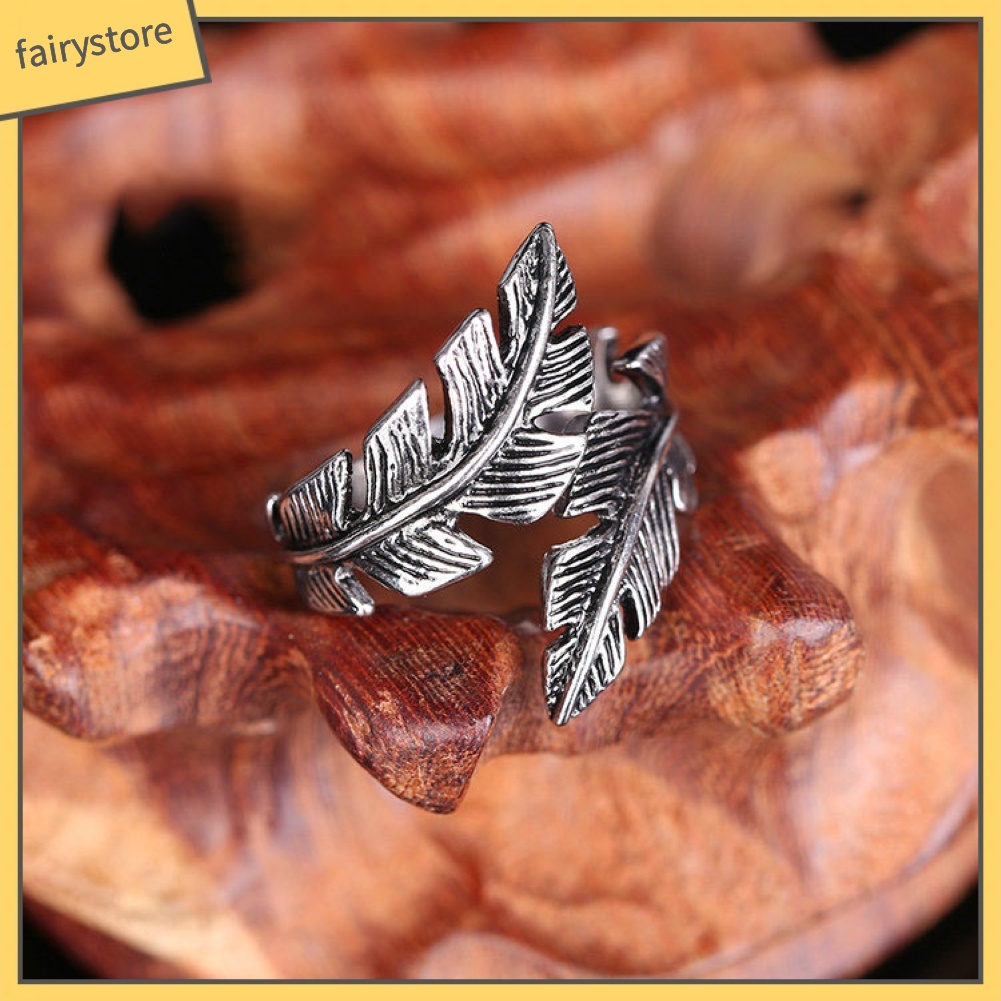 Bộ 2 Nhẫn Hở Hình Lông Vũ Thiết Kế Ấn Tượng