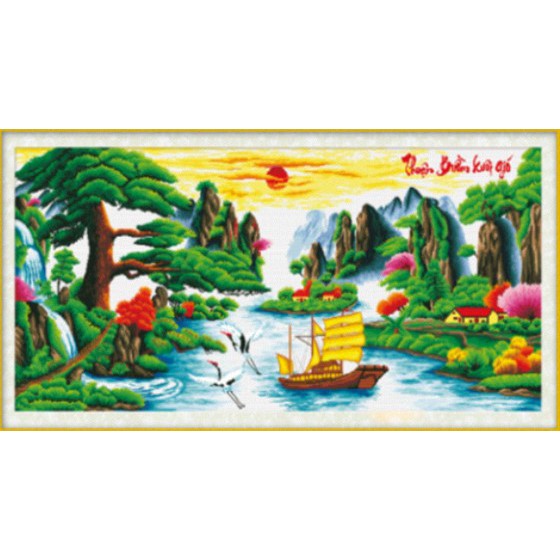 TRANH ĐÍNH ĐÁ PHONG CẢNH THUẬN BuỒM XUÔI GIÓ VS200 (162X73)
