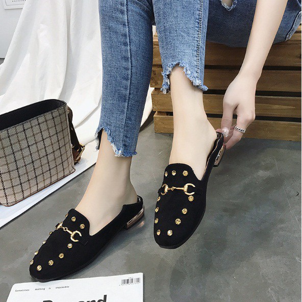 Giầy Moca dẫm gót da lộn đính đá cao cấp