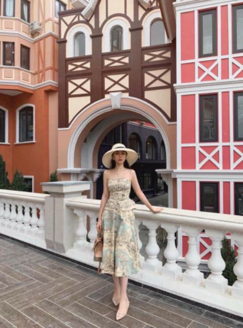 Mũ lồng đèn vành rộng nơ vintage siêu sang chảnh