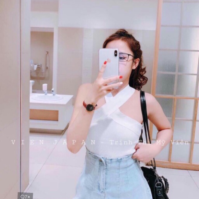 Áo kiểu thun cổ yếm [Hình thật trải sàn]