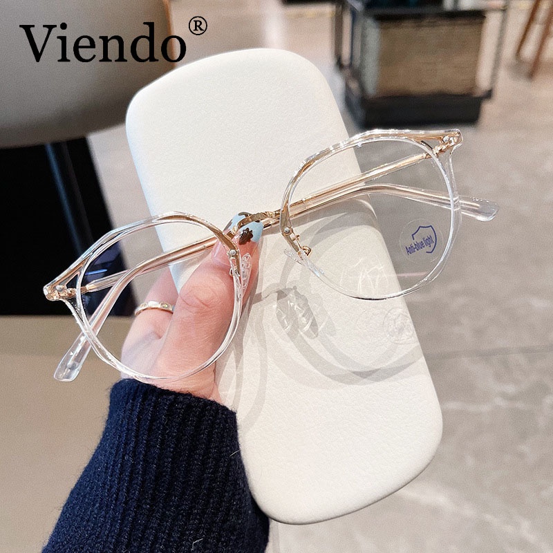 Kính cận VIENDO gọng vuông tròng đổi màu chống ánh sánh xanh tia UV phong cách Hàn Quốc có cắt theo yêu cầu