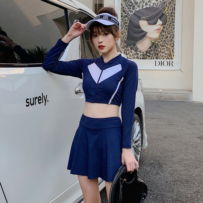 Bộ Đồ Bơi Nữ, Bikini Đi Tắm Biển 2 Mảnh, Áo Tắm Biển Dài Tay Hàn Quốc SAVVY