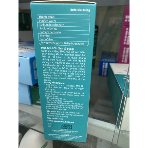 Nước súc miệng SMC AG+ kháng khuẩn phòng chống viêm họng cấp và mãn tính,viêm lợi,viêm răng