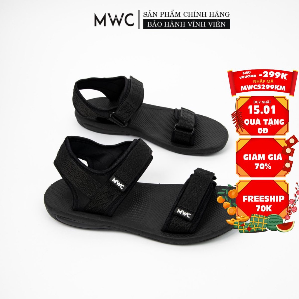 Giày Sandal Nam MWC Quai Ngang Basic Thời Trang Streetwear Thoải Mái NASD-7036