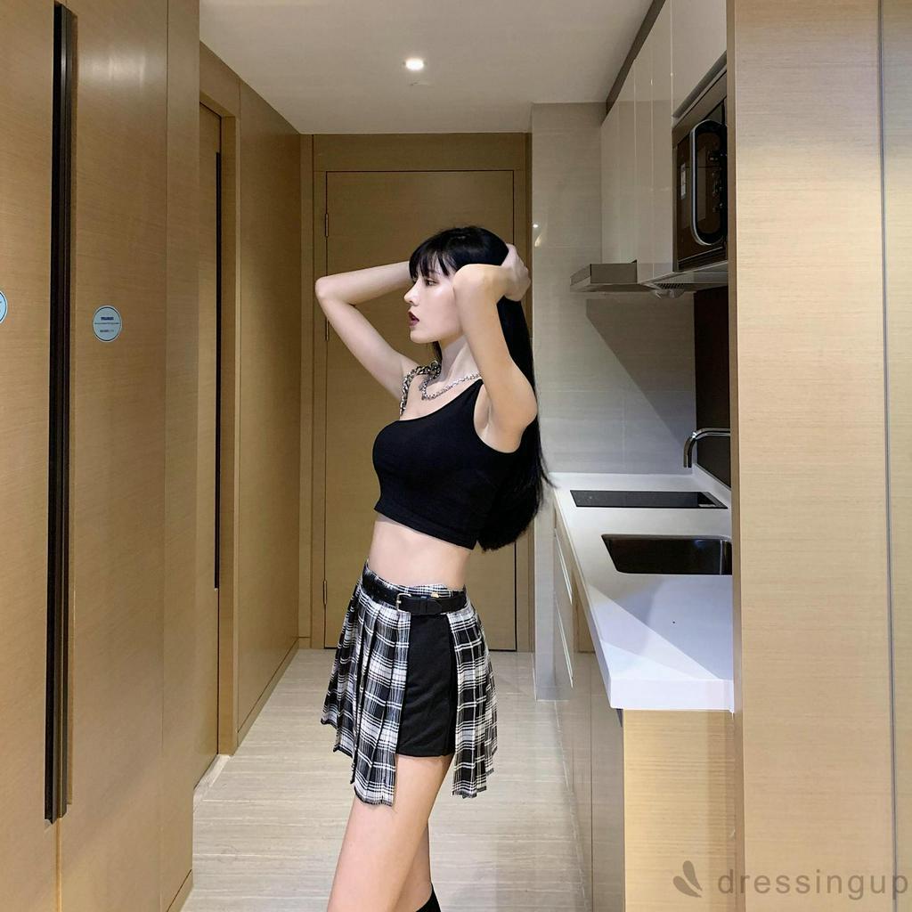 Chân Váy Nữ Lưng Cao Dáng Chữ A Họa Tiết Caro Thời Trang