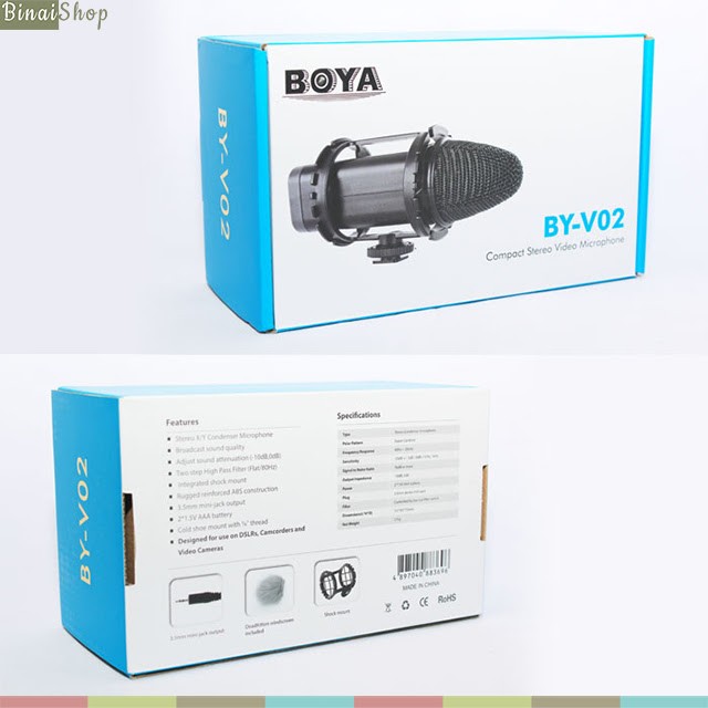 Microphone condenser cho máy ảnh Boya BY-V02