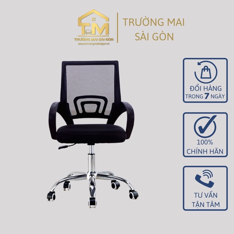 ghế xoay làm việc lưng lưới Trường Mai Sài Gòn cao cấp chân xoay 360 độ di chuyển nhẹ nhàng