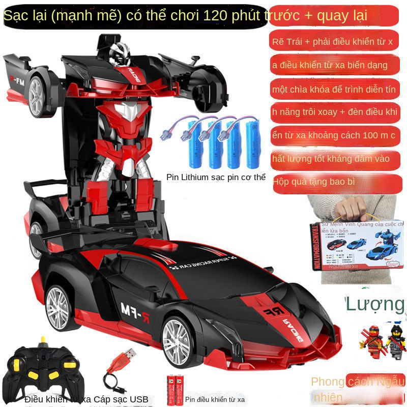 Ô tô điều khiển từ xa dành cho trẻ em sạc di chuyển Robot King Kong cậu bé đua xe ô tô đồ