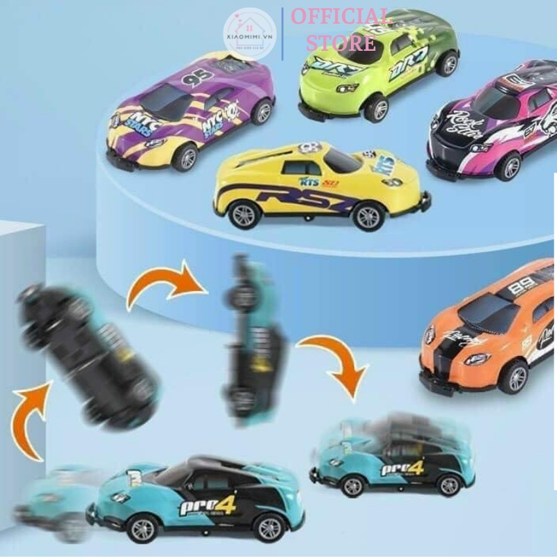 Sét 5 xe ô tô đồ chơi trẻ em nhảy 360 độ chạy đà mini xô đẩy va chạm và phục hồi siêu xe Xiaomimi D4.055