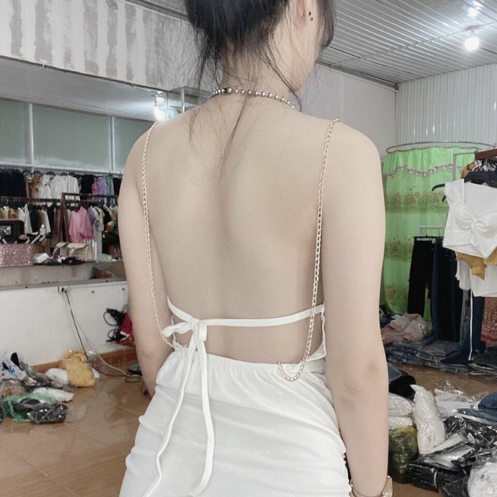 Đầm body 2 dây thun borip hở lưng dây rút | BigBuy360 - bigbuy360.vn