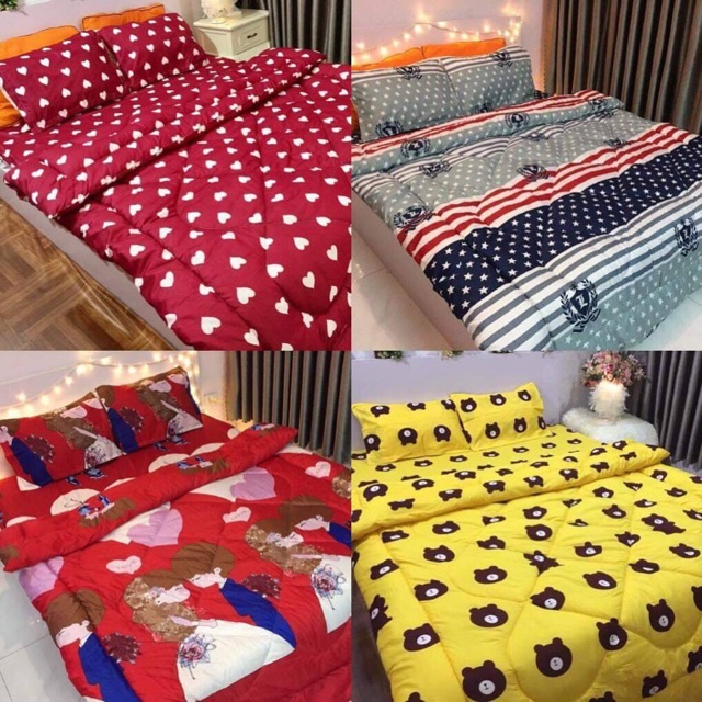 Sale Trọn Bộ Chăn Phao Ga Gối Cottong Poly 5 món y hình được chọn mẫu đẹp mê ly | BigBuy360 - bigbuy360.vn