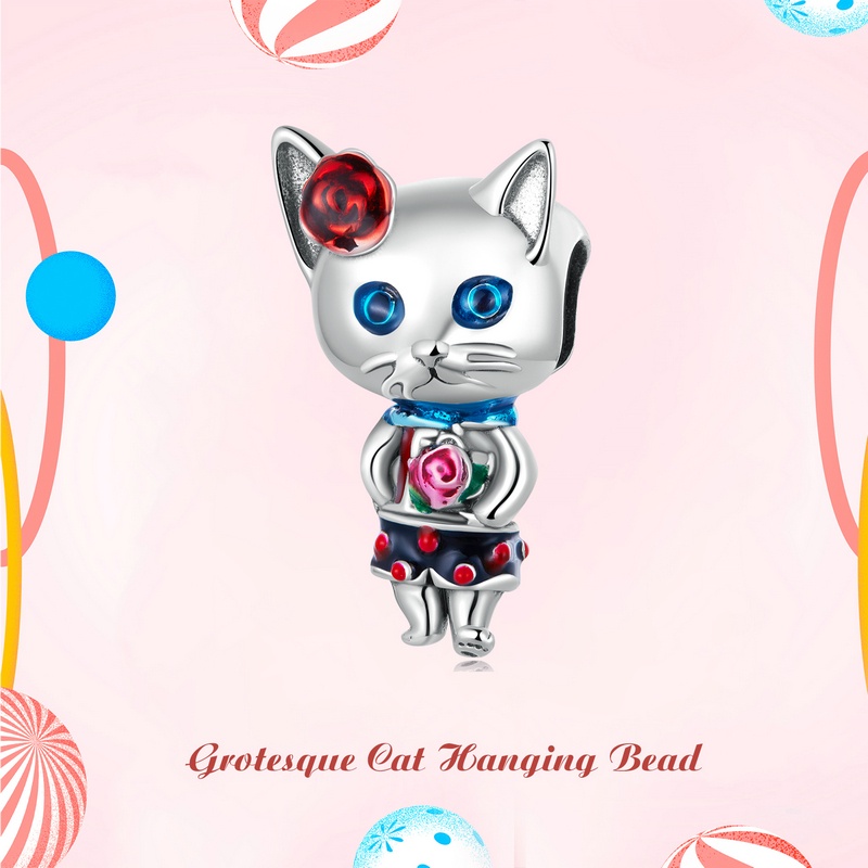 BAMOER Mặt Vòng cổ Bạc 925 Hình Hoa / Ong / Mèo / Cá Độc Đáo Thời Trang DIY