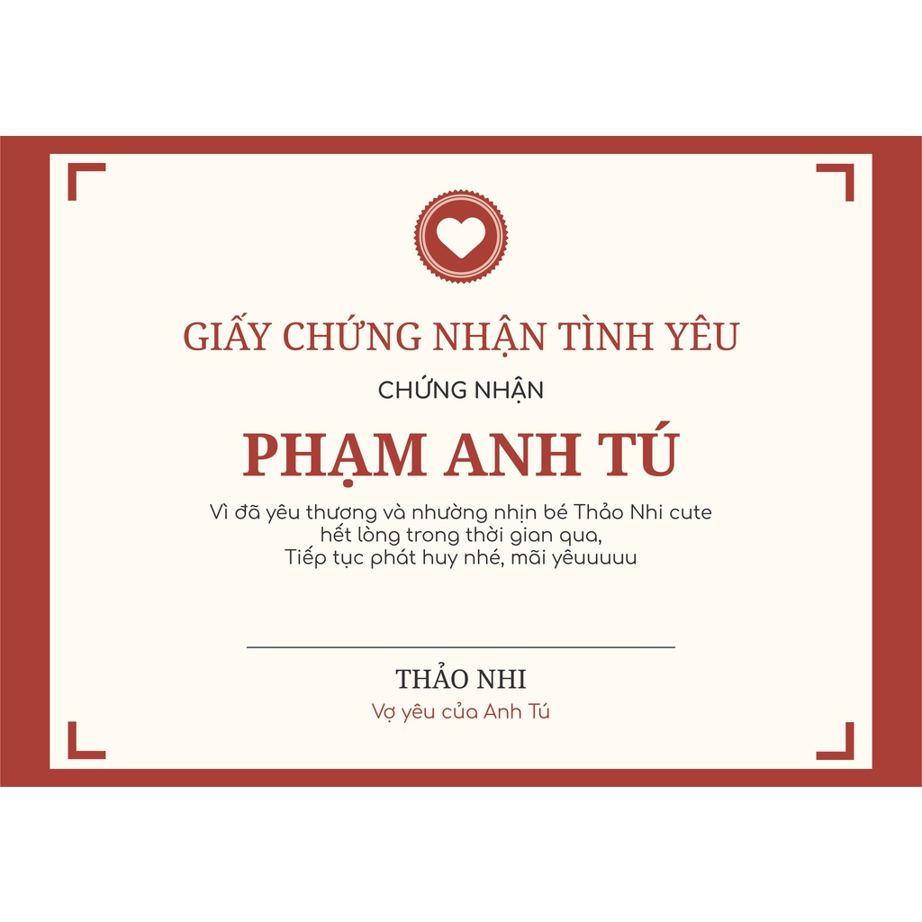 Combo kèm khung giấy chứng nhận tình yêu cute cho các cặp đôi theo yêu cầu