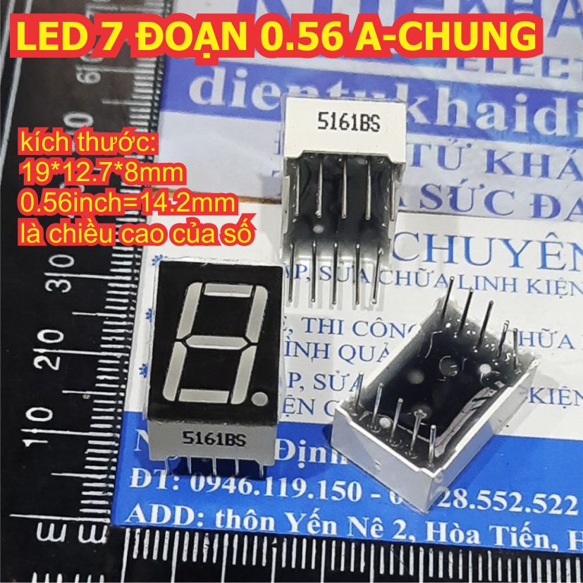 10 cái LED 7 ĐOẠN thanh 0.56 A-CHUNG dương chung màu đỏ 5161BS kde1965