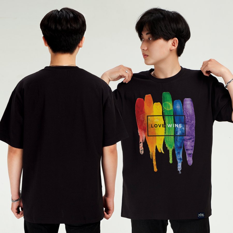 Áo thun nữ nam Unisex cotton thoáng mát các vệt màu nước tình yêu cầu vòng MVR KK4027