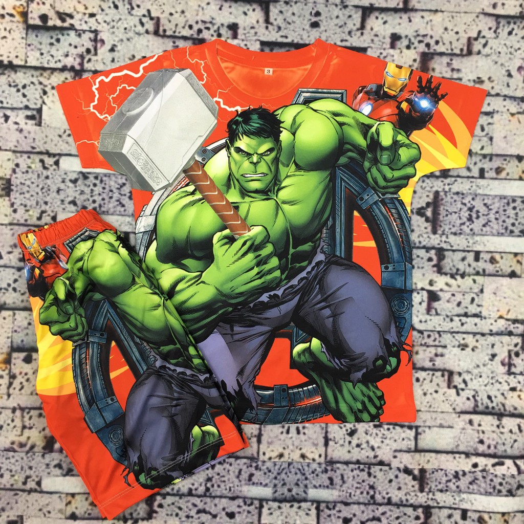 [FREE SHIP] Bộ quần áo SIÊU NHÂN trẻ em [ HỖ TRỢ ĐỔI SIZE ] in hình HULK - THOR màu đỏ [RẺ ĐẸP]