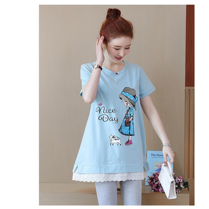 Áo bầu thời trang NICE DAY cô gái pha ren siêu xinh A21