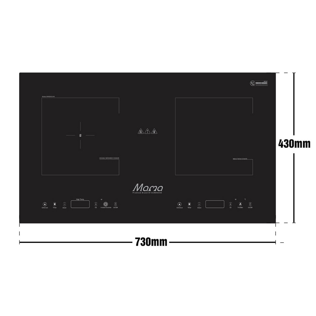 BẾP ĐÔI ĐIỆN TỪ HỒNG NGOẠI SUNHOUSE MAMA MMB9100VN - HÀNG CHÍNH HÃNG