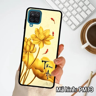 Ốp điện thoại Samsung A12 - Samsung A22 chất liệu KÍNH tráng gương in hình hoa sen phong thủy ,ốp lưng bền đẹp