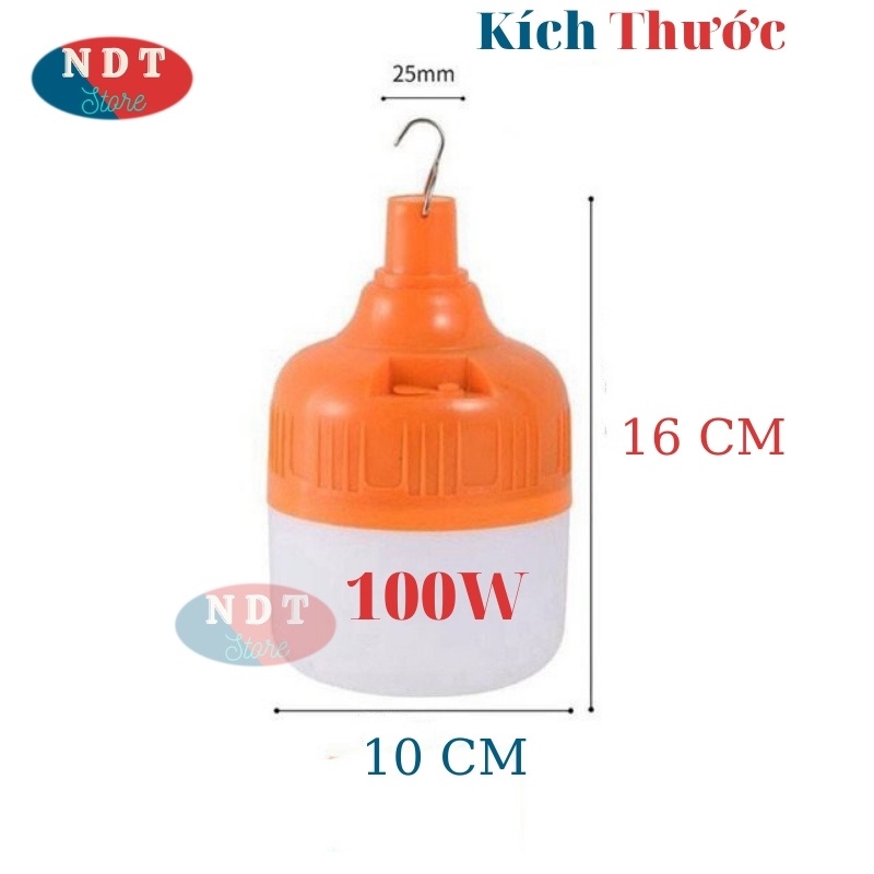 Bóng Đèn Tích Điện 150w 100w Siêu Sáng Có Móc Treo Tiện Lợi Loại 2 Pin